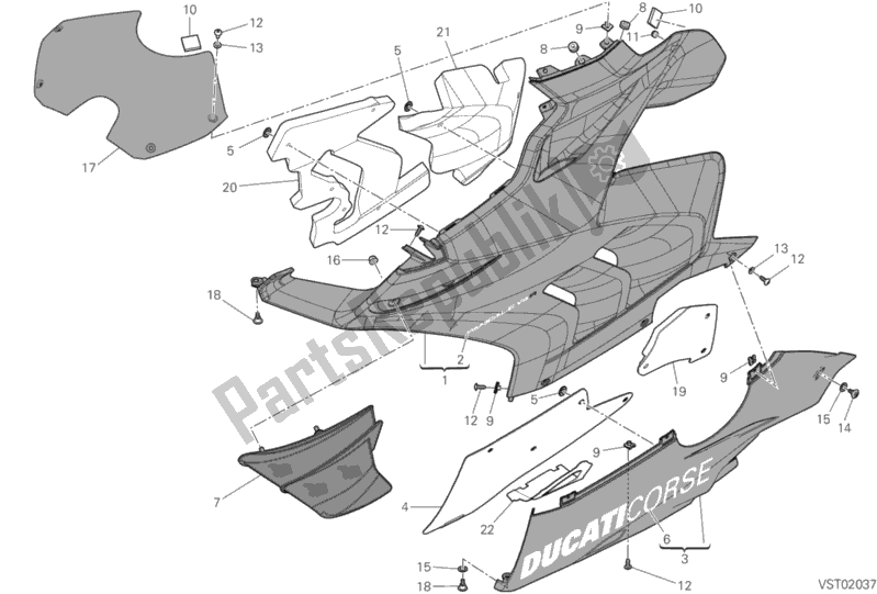 Wszystkie części do Owiewka, Lh Ducati Superbike Panigale V4 R USA 1000 2020